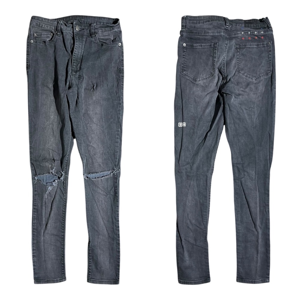 KSUBI Distressed Skinny Jeans Black